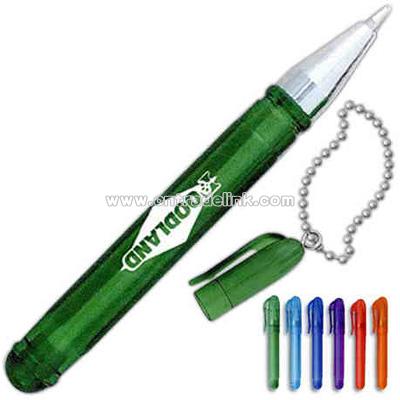 Translucent mini pen with beaded key ring