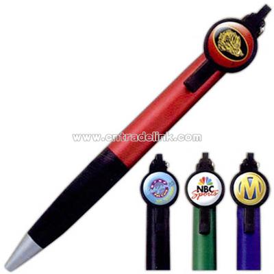 Flip action logo dome pen