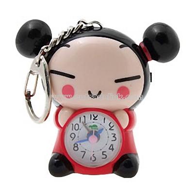 Lovely Cartoon Figure Keyring Clock Key Chain Watch