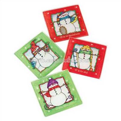 Playful Snowman Coaster Set