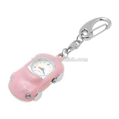 Fashion Jewelry Key Chain Roadster Quartz Clock Watch - Pink