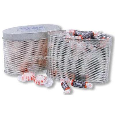 Oval Metal Mesh Candy Tin