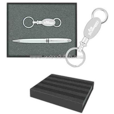 Pull-apart key tag / ballpoint pen gift set.