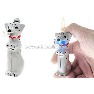 Refillable Steel Dalmatian Dog Blue Light Barking Cigarette Lighter