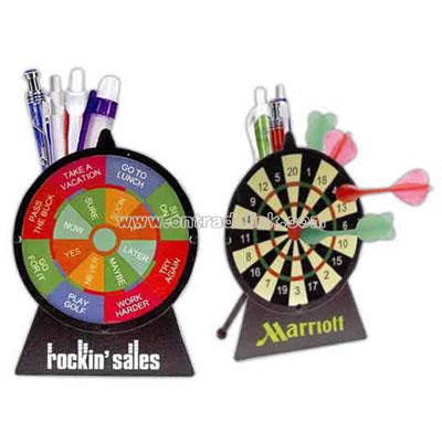 Dart board shaped pen caddy