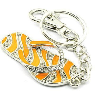 Adorable Orange Flip Flop Keychain/Purse Charm