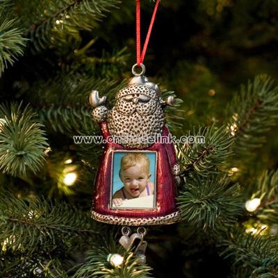 Vintage Metallic Santa Digital LCD Photo Ornament