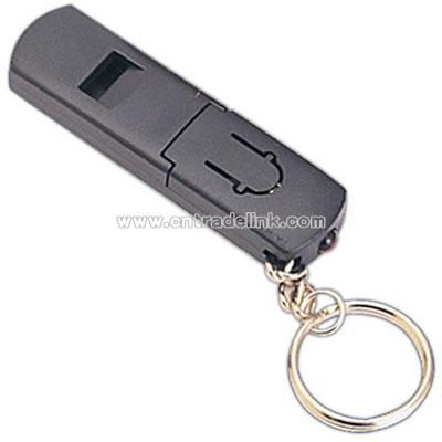 Plastic whistle keyring with flashlight