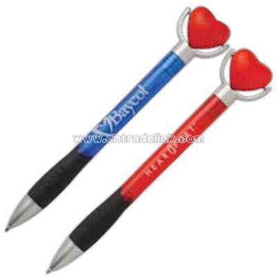 Unique twist action pen and heart stress ball