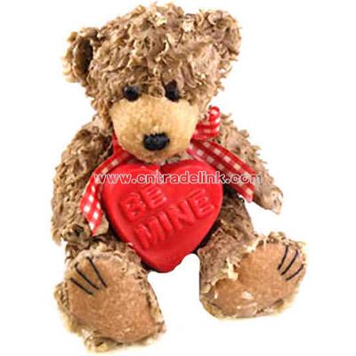 Stuffed 8" wax dipped bear with red heart