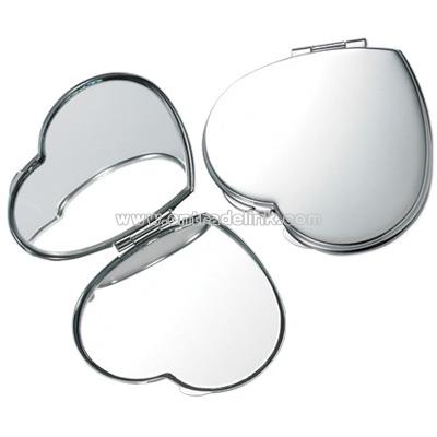 Silver Heart Compact Mirror