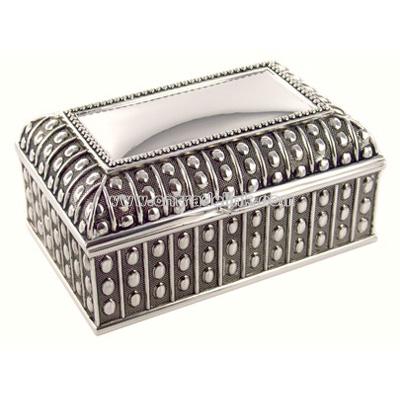 Silver Beaded Chest Jewelry Box