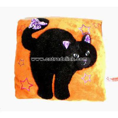 12" Halloween Black Cat Pillow