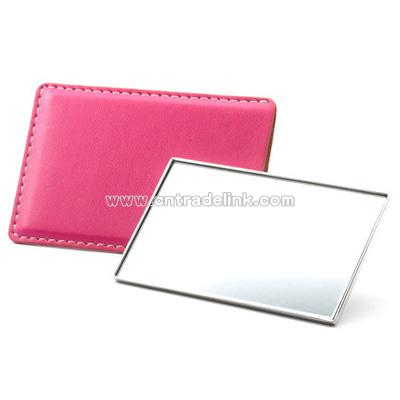 Rectangular Mirror with Pink Leatherette Sleeve