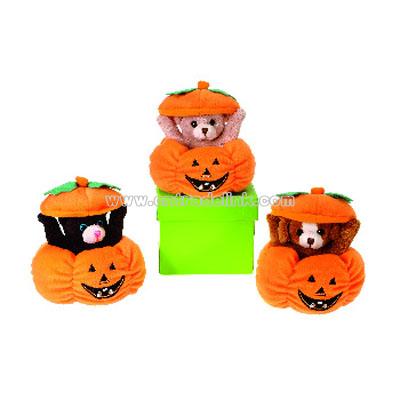 5.5" 3 Asst. Animals In Pumpkin