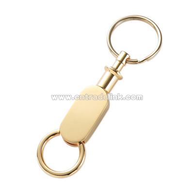 Gold Oblong Double Valet Key Chain