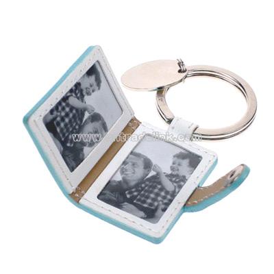 Baby Blue PU Leatherette Photo Frame Key Chain