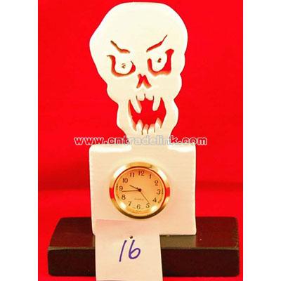 New handcrafted skull halloween clock