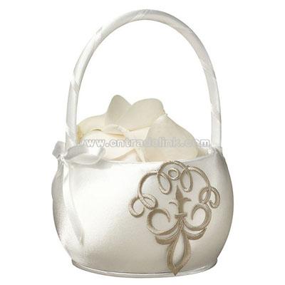 Taupe Scroll Flower Girl Basket