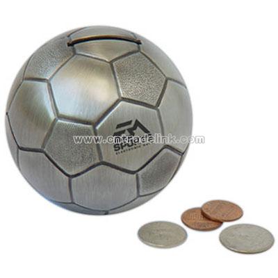 Pewter finish soccer money bank