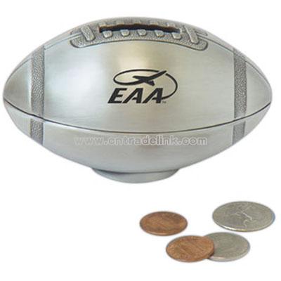 Pewter finish football money bank