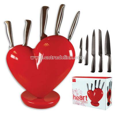 Red Heart Knife Block