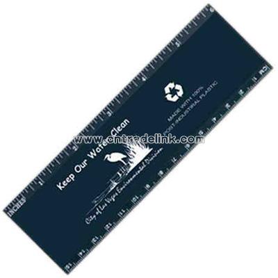 Black recycled 6" ruler in 100% post industrial plastic