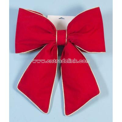 Puffy Red Velvet Gold Trimmed Bow