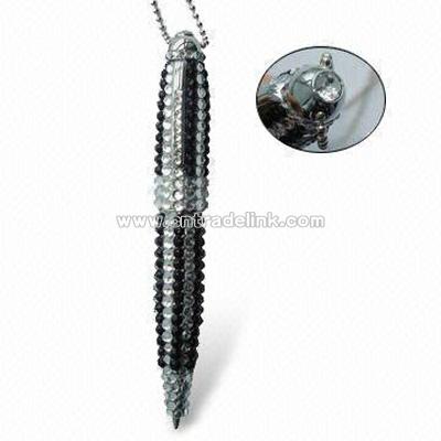 Rhinestone ballpen with strap