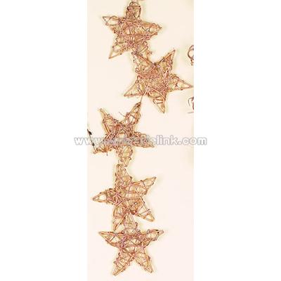 5' Gold Twig Star Garland - WEATHERPROOF