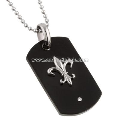 Titanium Fleur de Lis Dog Tag Necklace