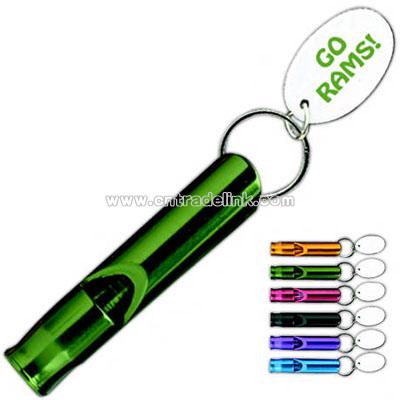 Promotional Metal 12 Mm Round Whistle With Key Tag