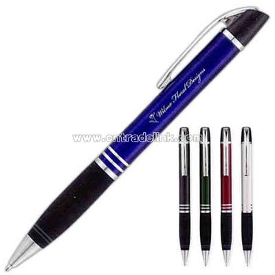 Metal twist action pen with comfort grip