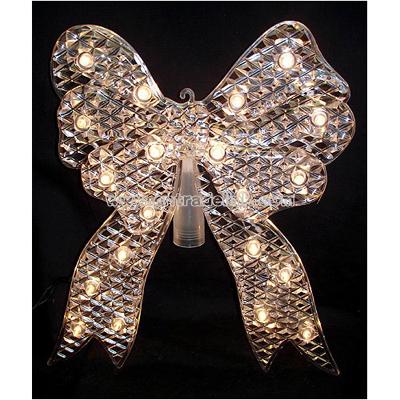 10" Ribbon Christmas Tree Topper - 20 Clear Lights