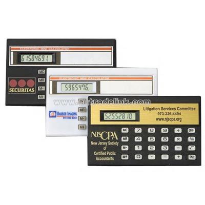 Full function credit card size calculator with automatic power shut-off