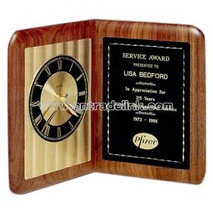 book type plaque with quartz clock