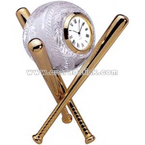 Baseball shaped crystal clock