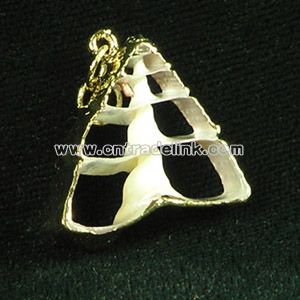 Real Shell Pendant with Gold Binding