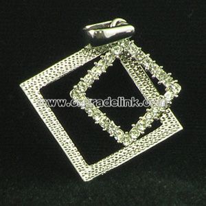 Fashion Square-Shaped Pendant with Gemstone