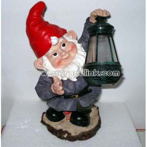 Polyresin Dwarf with Solar Lantern