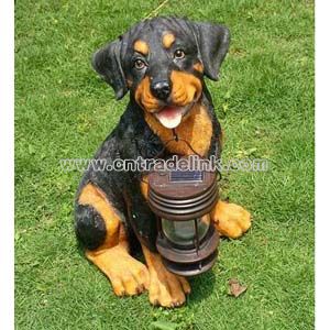 Polyresin Dog with Solar Lantern