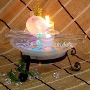 Glass Tabletop Fountain with Candle