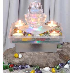 Glass Tabletop Fountain with Candle