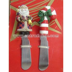 Christmas Snowman Butter Knife and Santa Cheese Knife