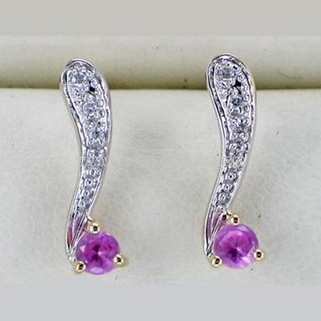 10K Gold Synthetic Sapphire Earrings