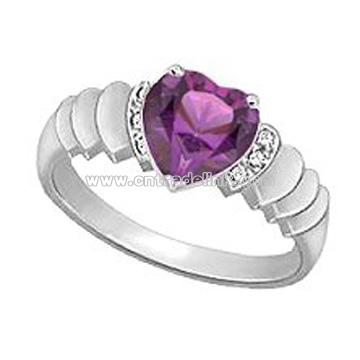 Fashion Amethyst Silver Plated Ring Crystal Jewelry