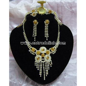 4pc Rhinestone Jewelry Set