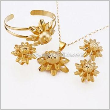 18K Gold Plating Brass CZ Jewelry Set