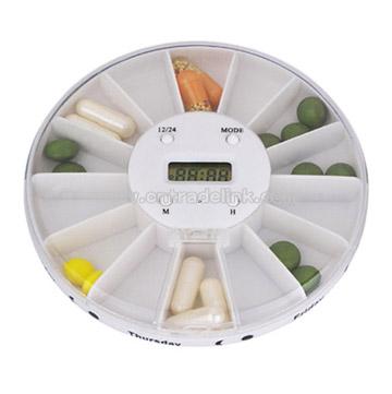 14-Compartment Pill Box with Time Display and Alarm Functioin