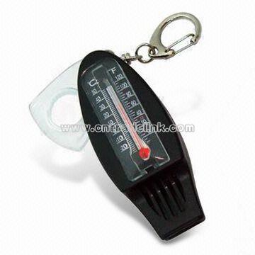 Compass with Thermometer & Whistle Keychain